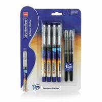 Cello Butterflow Classic Roller Pen Set | Pack of 4 Roller Pens | 2 Blue & 2 Bla...
