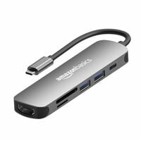 Amazon Basics 6-in-1 Hub Multiport Adapter, USB Type-C with Aluminium Shell, HDM...