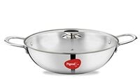 Pigeon Elite Stainless Steel Triply Kadhai 20 cm, Gas Stove and Induction Compat...