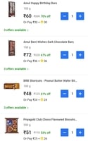 Flipkart minutes Up to 70%off  on  amul chocolate