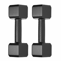 Protoner Pair of 1 kg Each PVC Dumbbells Set Hex BLACK