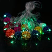Lexton Multicolor Rattan Balls | 20 Balls | Green | for Indoor & Outdoor Decorat...