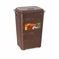 Cello Eliza Plastic Laundry Basket with Lid, Chocolate Brown, 50 Ltrs | Lightwei...
