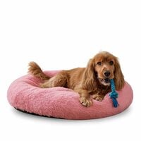 amazon basics Faux Fur Donut Pet Bed | Medium (70 x 70 x 15 cm) | Color - Pink |...
