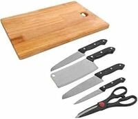 ASTIKAYA® Stainless Steel  5-Pcs Knife Set with Wooden Chopping Board & Scissor...