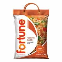 Fortune Rozana Super Basmati Rice 5 Kg | Cooked Grain up to 13mm | Ideal for Eve...