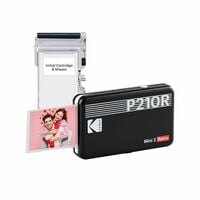 KODAK Mini 2 Retro 4PASS Portable Photo Printer (2.1x3.4 inches) + 8 Sheets, Bla...