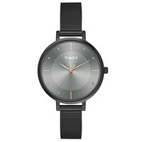 TIMEX Analog Watch for Women with Grey Round Dial & Black Stainless Steel Bracel...