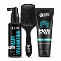 Beardo Classic Curls Combo (Set of 3) | Man Curls Curl Cream, Hair Volumizing Se...