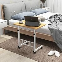 Multi Purpose Laptop Table|Wooden Table with Adjustable Height, Wheels|Tan (40 x...