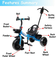 TOYSHOPPEE for age 1,2,3,4,5 years kids Tricycle  (Blue)