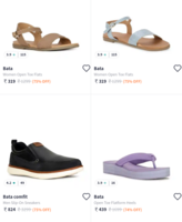 75% off on Bata Footwear Start Rs.319 Myntra