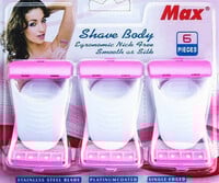 MAX Safit Woman Shave Body Stainless Steel Disposable Razor, Women  (Pack of 6...