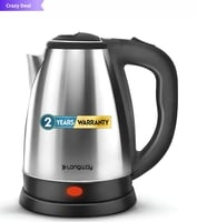 Longway Kestro Silver-Toned & Black 1500-Watt Multi-Cooker Electric Kettle 2 L -...