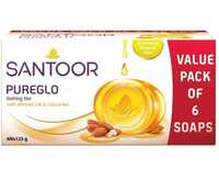 Santoor Pure Glo Glycerine Bathing Bar Soap with Almond Oil for Nourished & Glow...