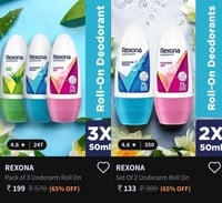 Rexona Minimum 60-70% on Pack of 3 roll-on & Deo